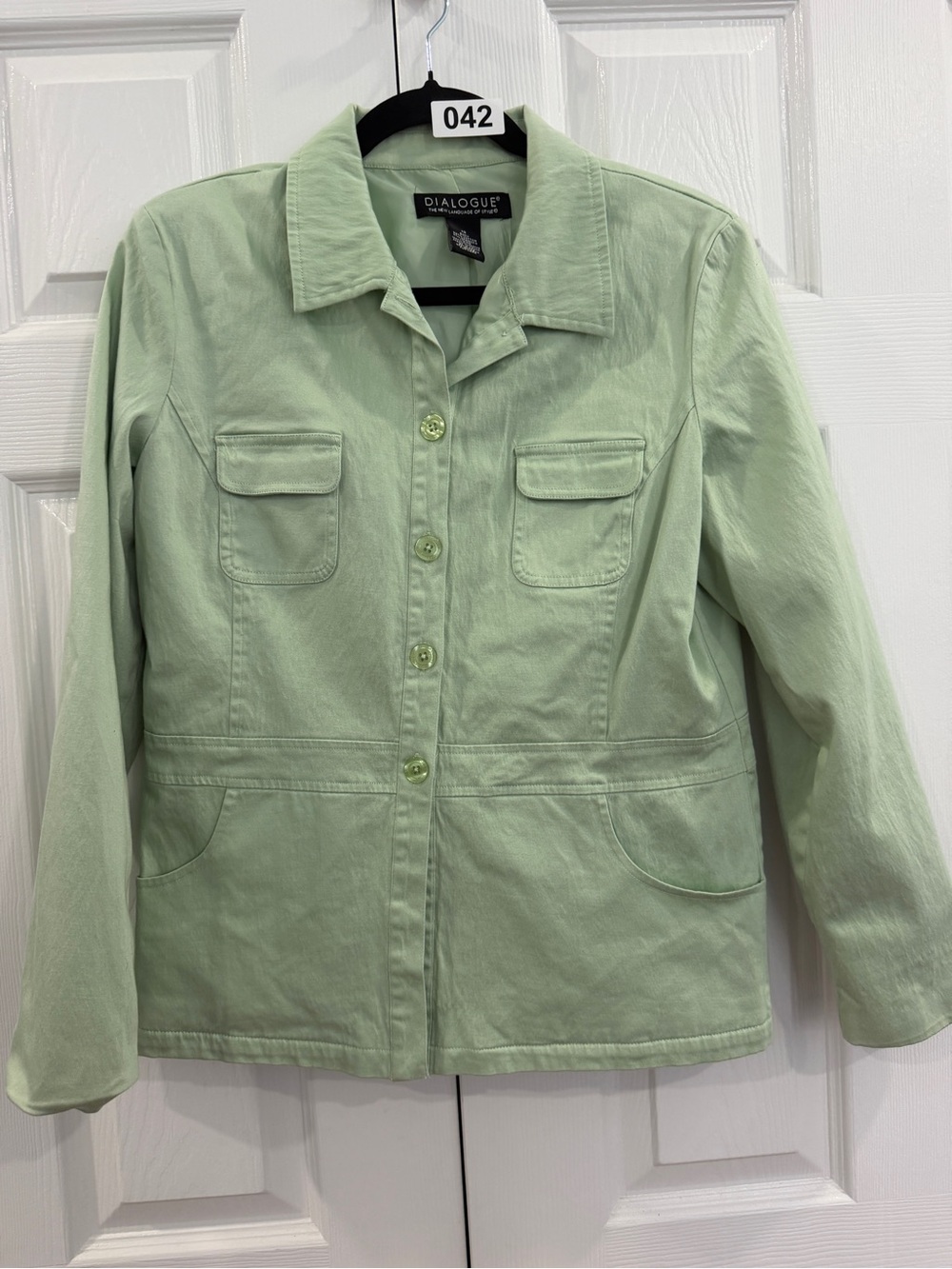 Dialogue Women's Mint Green Cotton Utility Jacket